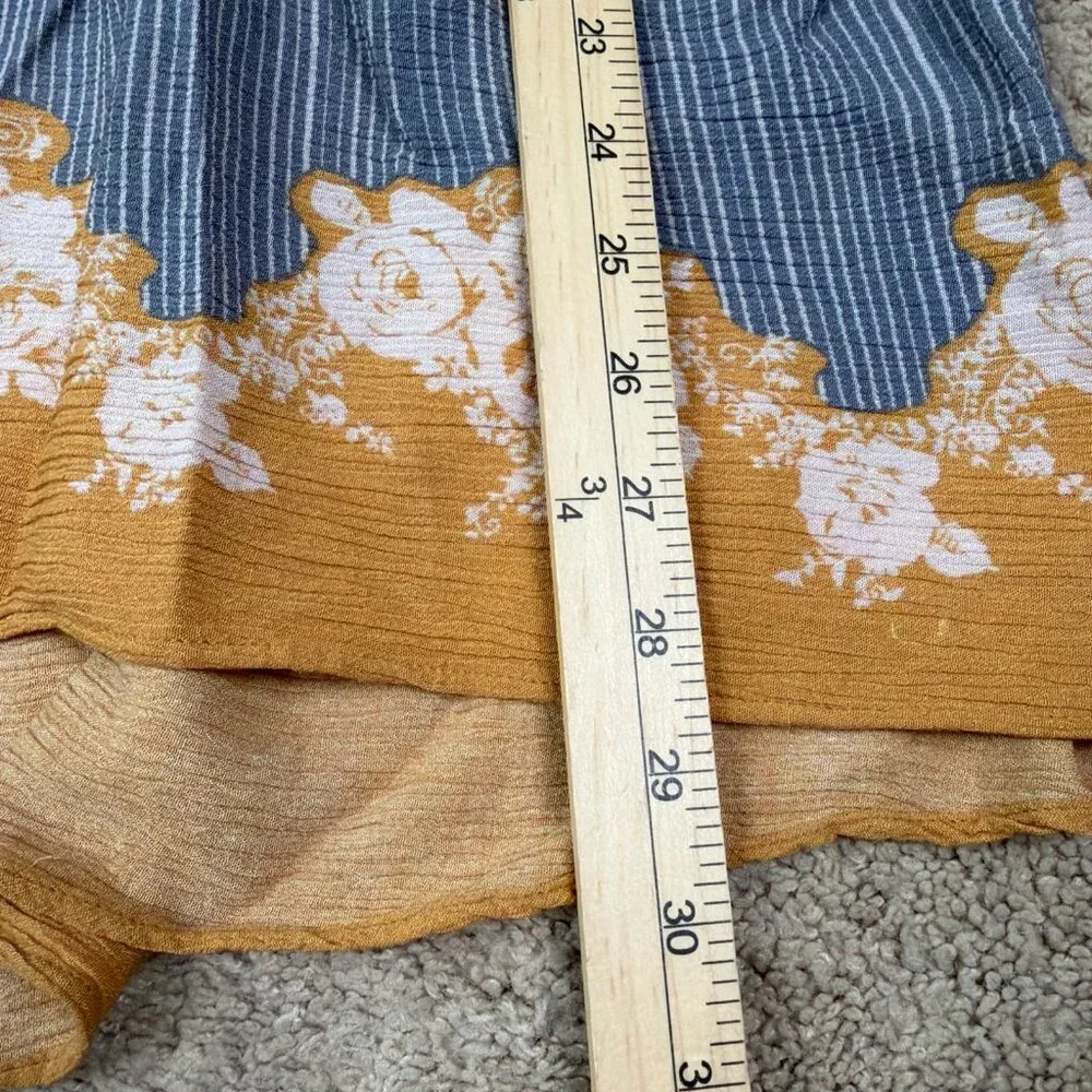 Free People Mini Dress Womens M Blue Gold Bohemian Lightweight Pockets Tunic Top - Picture 4 of 7